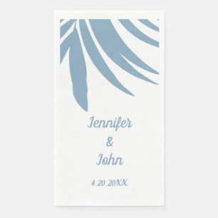 Serviette En Papier Dusty Blue Tropical Palm Leaf Beach Mariage