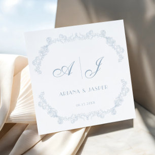 Serviette En Papier Dusty Blue Vintage Floral Romantique Mariage