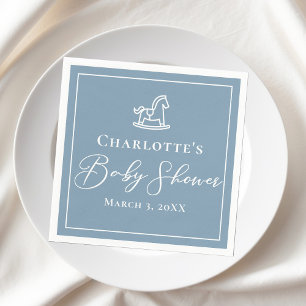 Serviette En Papier Dusty Blue White Rocse Baby shower