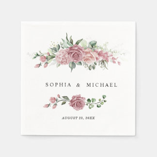 Serviette En Papier Dusty Pink Floral Wedding Napkins