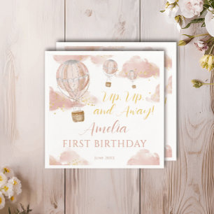 Serviette En Papier Dusty Pink Hot Air Balloon thème Anniversaire Fill