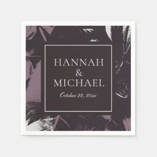 Serviette En Papier Dusty Plum Eggplant Abstrait Floral Mariage