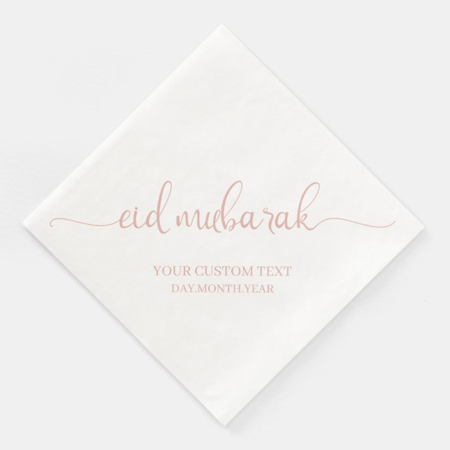 Serviette En Papier Dusty rose Aïd Moubarak Calligraphie personnalisée (Coin)
