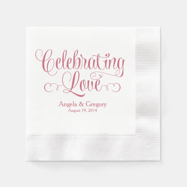 Serviette En Papier Dusty Rose Célébrer l'amour Mariage personnalisé (Devant)