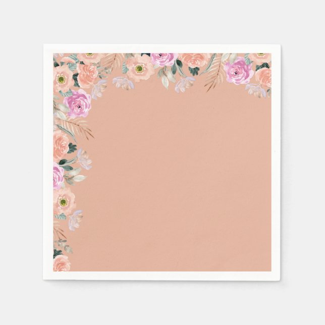 Serviette En Papier Dusty Rose floral rétro (pas de texte) (Devant)