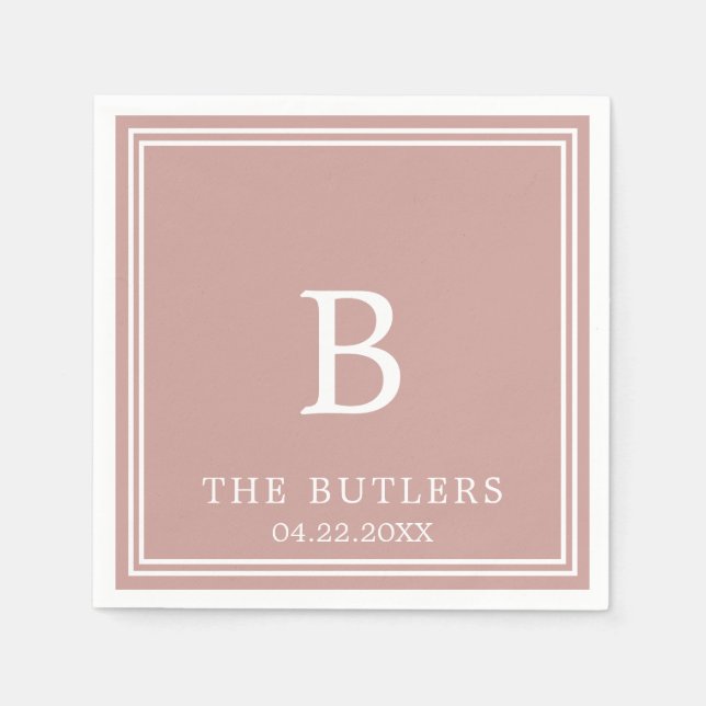 Serviette En Papier Dusty Rose Mariage personnalisé Cocktail serviette (Devant)