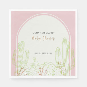 Serviette En Papier Dusty rose minimaliste Boho Cactus Arch Baby showe