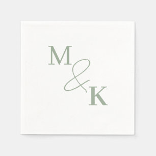 Serviette En Papier Dusty Sage Green Ampersand Monogram Mariage Napkin