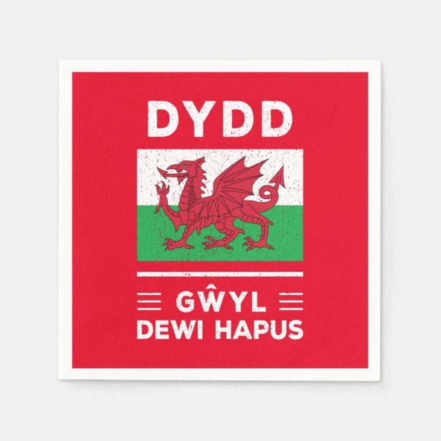 Serviette En Papier Dydd Giles Dewi Hapus Joyeux Saint-Davides Jour 3 (Devant)
