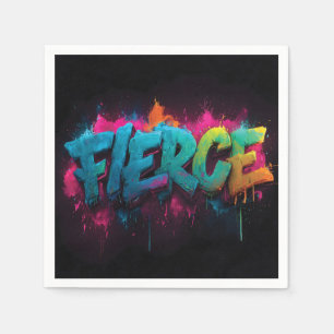 Serviette En Papier Dynamic Digital Street Art avec le mot Fierce