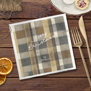 Serviette En Papier Earth Tones Gold Christmas Motif#7 ID1009