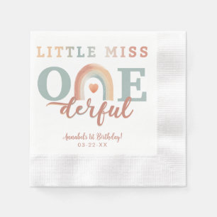 Serviette En Papier Earthy Boho Rainbow Little Miss Onederful Annivers