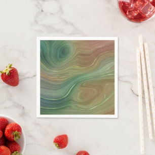 Serviette En Papier Earthy Emerald Strata   Agate d'encre verte et dor