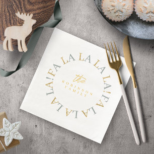 Serviette En Papier Earthy Green Gold Fa de Noël La La ID1009