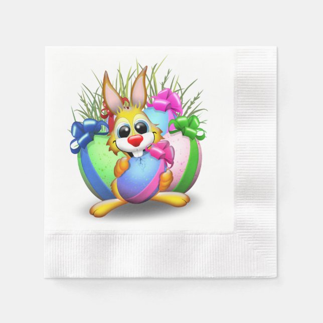 Serviette En Papier Easter Bunny Funny and Cute Character Biting an Eg (Devant)