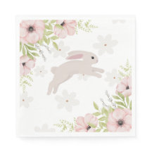 Easter Bunny Rabbit Pink Flowers