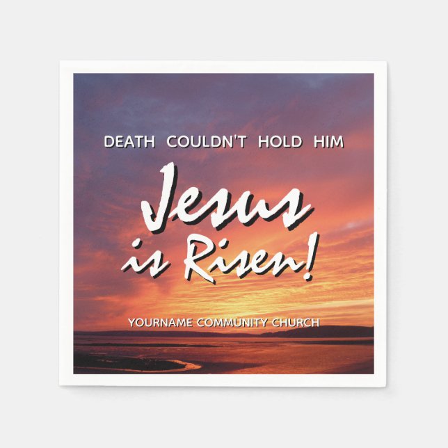 Serviette En Papier Easter JESUS IS RISEN Customizable Christian (Devant)