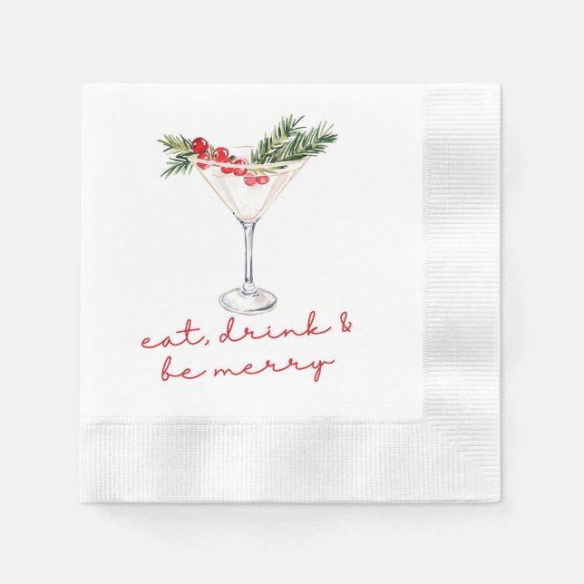 Serviette En Papier Eat, Drink, and Be Merry Christmas  (Devant)