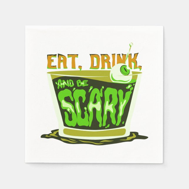 Serviette En Papier Eat drink and be scary (Devant)