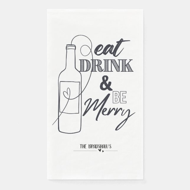 Serviette En Papier Eat, Drink & Be Merry Custom Paper Dinner Napkin (Devant)