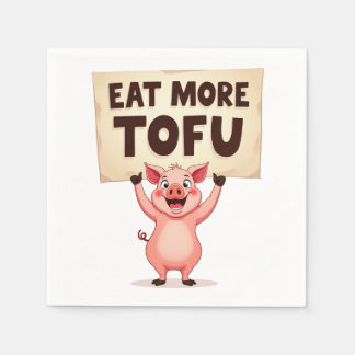 Serviette En Papier Eat More Tofu – Pig Protest Napkin