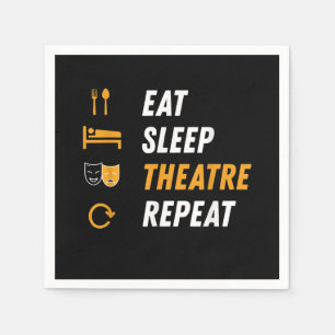 Serviette En Papier Eat Sleep Actress Repeat - Drôle Graphique Musical