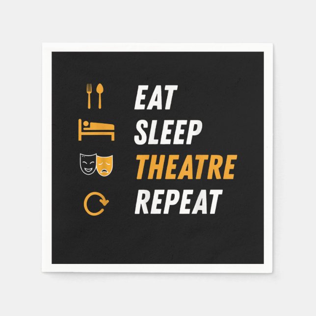 Serviette En Papier Eat Sleep Actress Repeat - Drôle Graphique Musical (Devant)