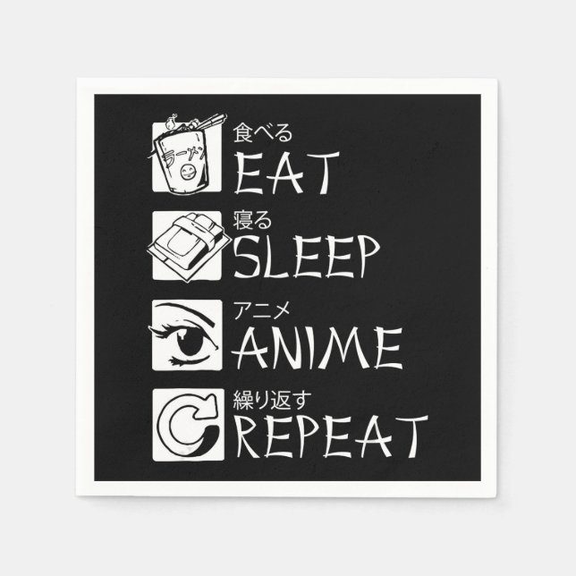 Serviette En Papier Eat Sleep Anime Repeat Venin Idea Cosplayer (Devant)