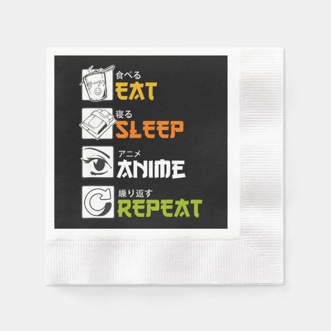 Serviette En Papier Eat Sleep Anime Repeat Venin Idea Cosplayer (Devant)