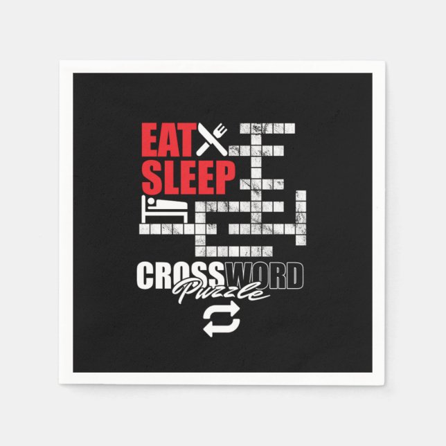 Serviette En Papier Eat Sleep Crossword Puzzle Repeat Puzzler Brain Te (Devant)