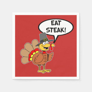 Serviette En Papier Eat Steak Turquie pèlerin Casquette Thanksgiving
