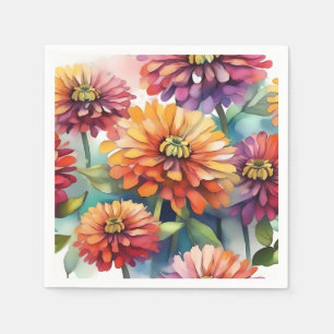 Serviette En Papier Eau Abstraite en floraison de Zinnia