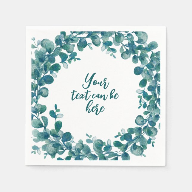 Serviette En Papier Eau-couleur eucalyptus verdure (Devant)