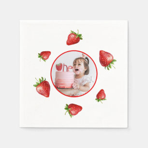 Serviette En Papier Eau de fraise rouge aquarelle Baie 1ère Photo Anni
