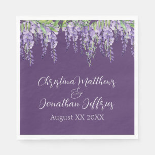 Serviette En Papier Eau romantique Wisteria sur le violet foncé