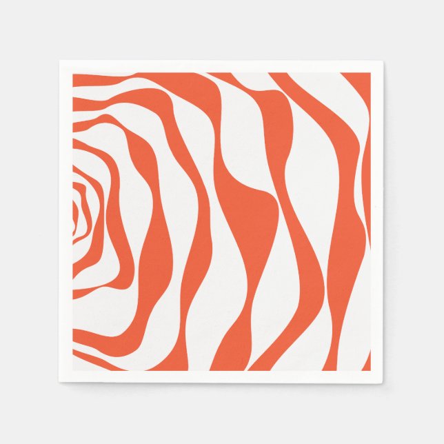 Serviette En Papier Ebb et flux 4 en orange et blanc (Devant)