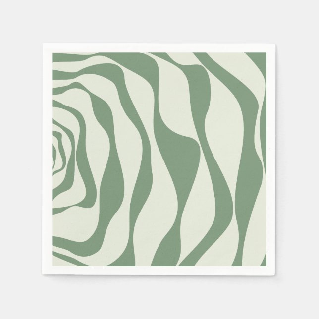 Serviette En Papier Ebb et flux 4 en vert (Devant)