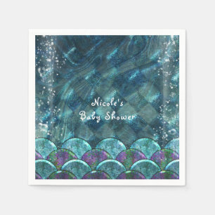Serviette En Papier Écaille de Sirène sous la Mer Fête d'anniversaire