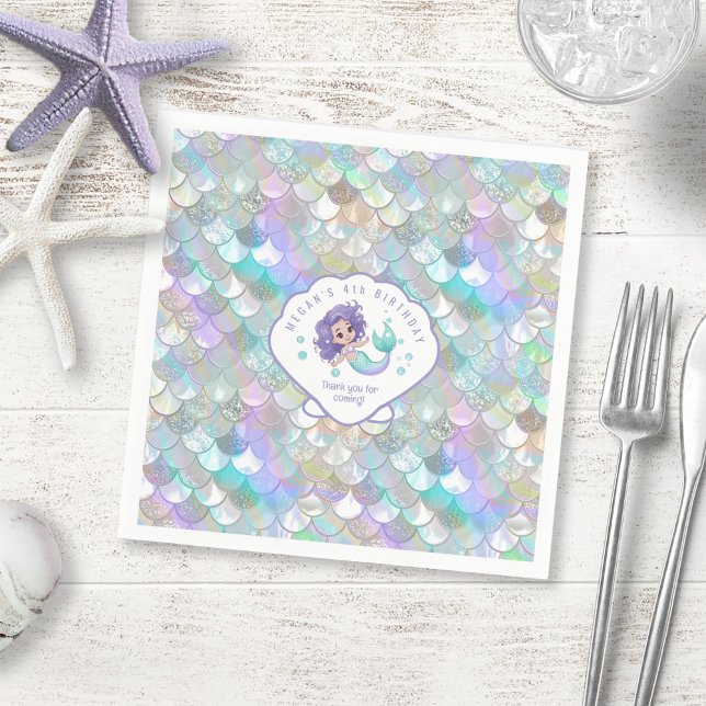 Serviette En Papier Écailles de sirène Iridescente Coque V1 ID1144 (Créateur téléchargé)