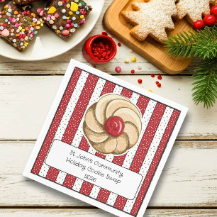 Serviette En Papier Échange de biscuits italiens mignons, rayures roug