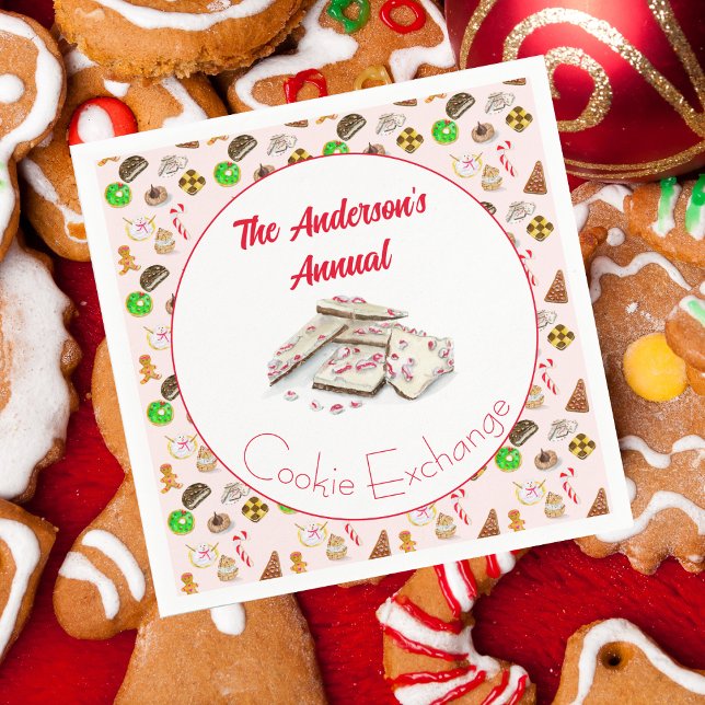 Serviette En Papier Échange de cookies de Noël aquarelle (Créateur téléchargé)