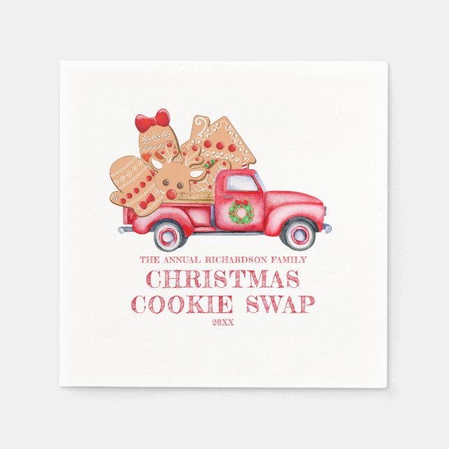 Serviette En Papier Échange de cookies de Noël de Camion Rouge (Devant)