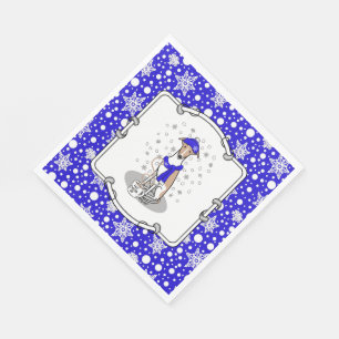 Serviette En Papier Écharpe à neige bleu hiver - Faune et blanc