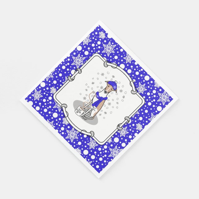 Serviette En Papier Écharpe à neige bleu hiver - Faune et blanc (Coin)