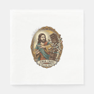 Serviette En Papier Échec de Jésus écrasant la tour de Jenga de la fêt