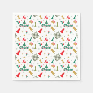 Serviette En Papier Échecs de Noël - Pièces, Arbre, Holly, Rennes