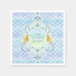 Serviette En Papier Echelle de poisson moderne Baby shower de sirène a
