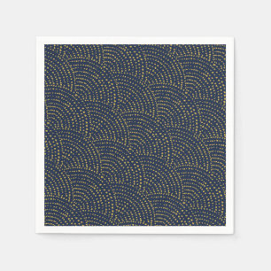 Serviette En Papier Echelles à points d'encre - marine et or