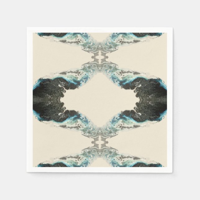 Serviette En Papier Échos de marée — Motif abstrait d'encre fluide (Devant)