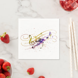 Serviette En Papier éclaboussure de musique colorée